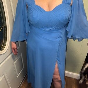 Azazie Blue Long Sleeve Dress